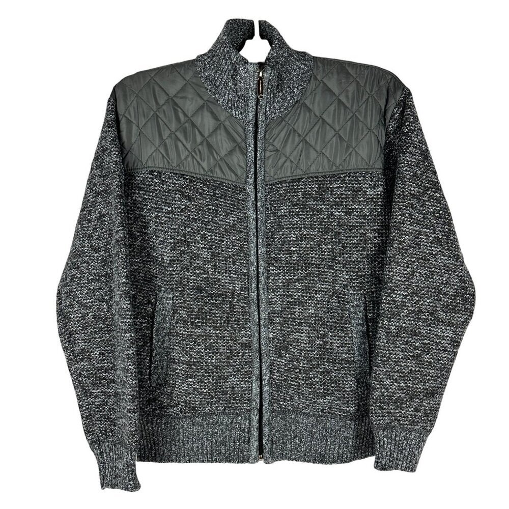 Gioberti Mens Regular Fit Quilted Sweater Jacket SW-810 Melange Charcoal Size 14
